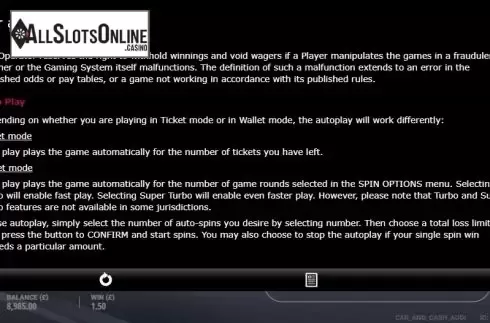 Paytable 3. Car & Cash - Audi from gamevy