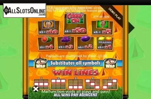Paytable. Carry On Camping Pub Fruit from Blueprint