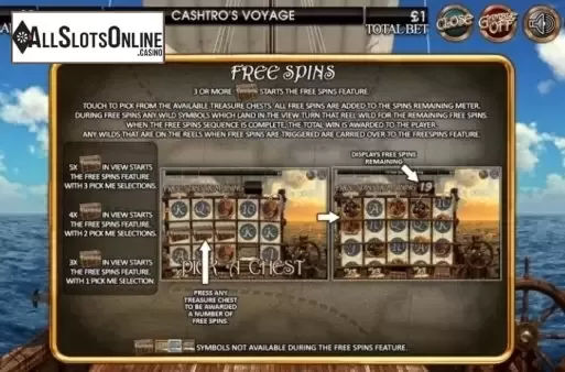 Paytable 4. Cashtro's Voyage from CR Games