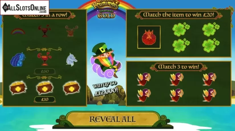 Win Screen. Chasin Rainbows Instant Gold from Roxor Gaming
