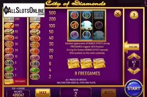 PayTable screen