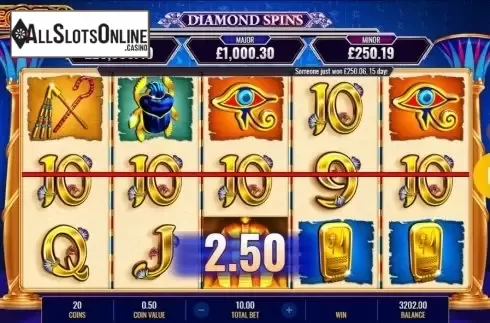 Win Screen. Cleopatra Diamond Spins from IGT