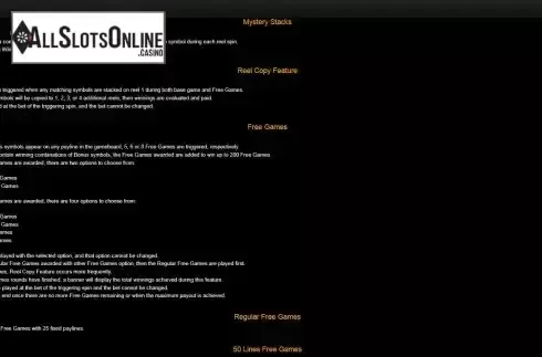 Features screen