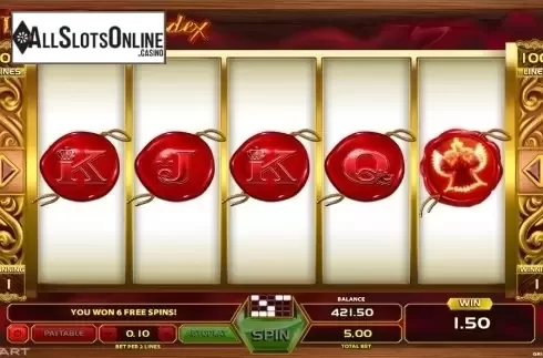 Bonus game screen. DaVinci Codex from GameArt