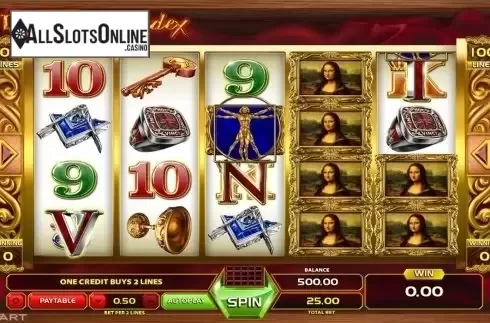 Reels screen. DaVinci Codex from GameArt