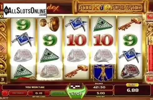 Free spins screen. DaVinci Codex from GameArt
