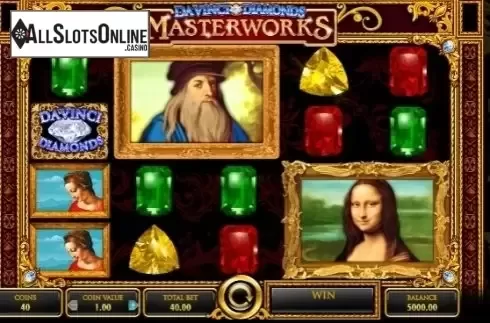 Reel screen. Da Vinci Diamonds Masterworks from IGT