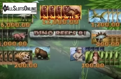 Paytable. Dino Reels 81 from Wazdan