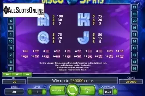 Screen9. Disco Spins from NetEnt