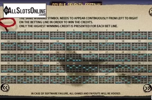 Paytable screen 3. Double Seventh Festival from Iconic Gaming