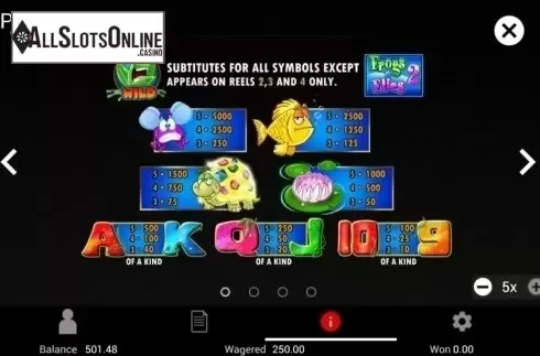 Paytable. Frogs 'n Flies 2 from TOP TREND GAMING