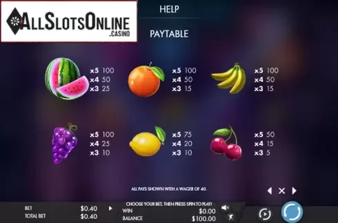 Paytable 4. Fruity Grooves from Genesis