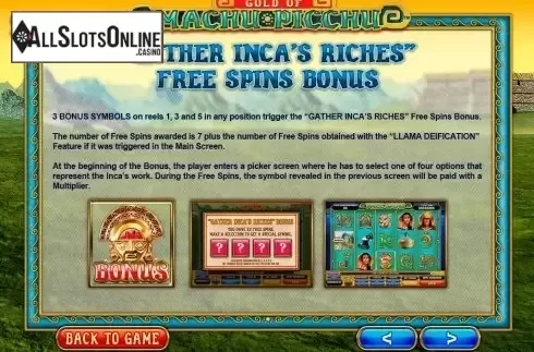 Screen6. Gold of Machu Picchu from Microgaming