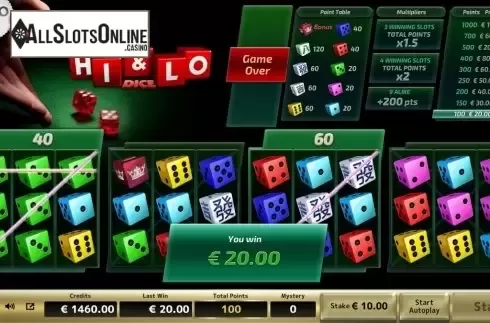 Win Screen 4. Hi And Lo Dice from Air Dice