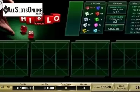 Reel Screen. Hi And Lo Dice from Air Dice