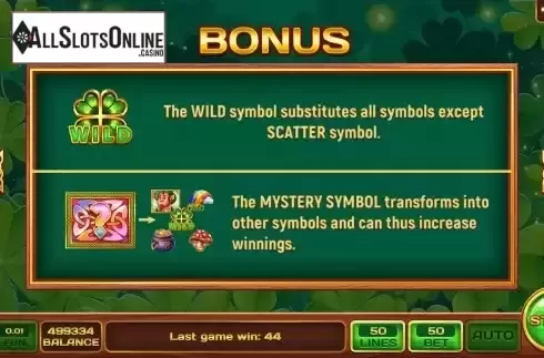 Game Features screen