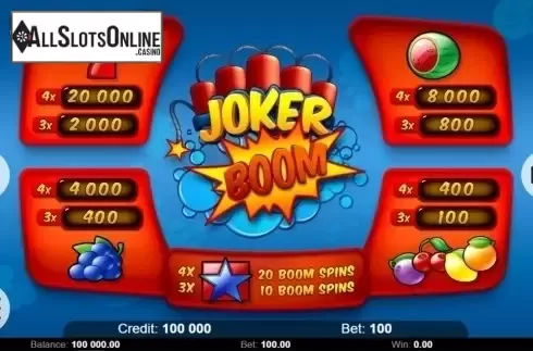 Paytable. Joker Boom from KAJOT