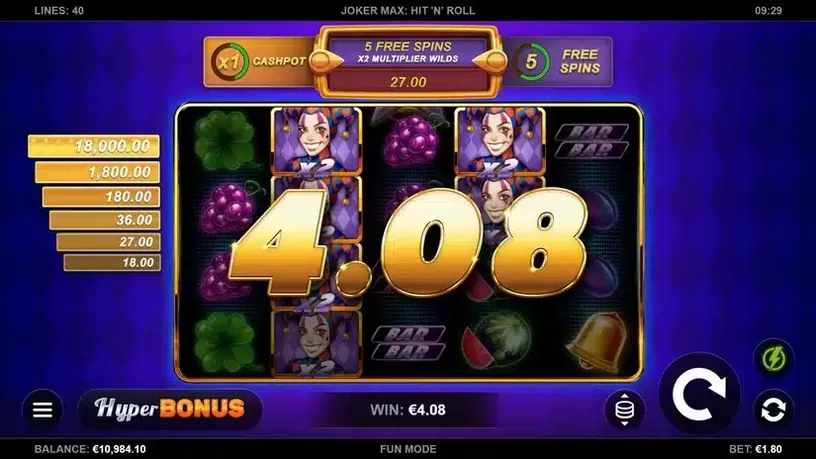 Joker Max: Hit 'n' Roll slot screenshot 3