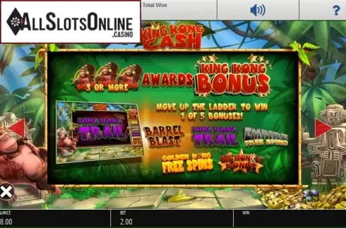 Paytable 2. King Kong Cash from Blueprint