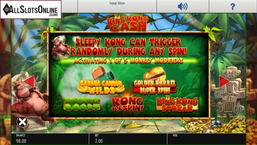 Paytable 3. King Kong Cash from Blueprint