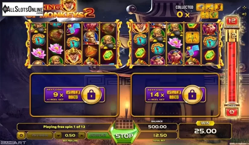 Free spins screen. King Of Monkeys 2 from GameArt