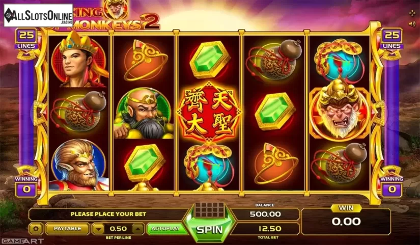 Reels screen. King Of Monkeys 2 from GameArt