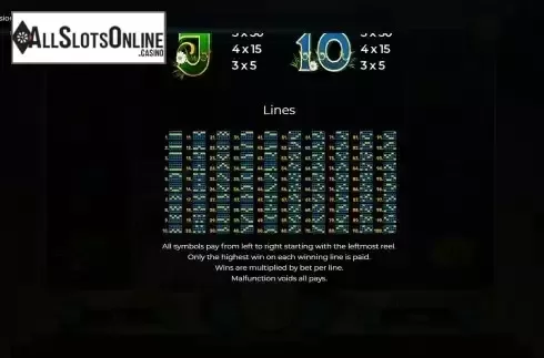 Paylines screen