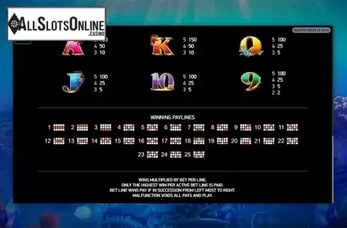 Paytable 3. Majestic Ocean from Playreels