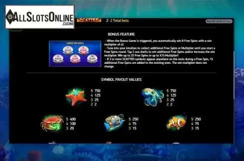 Paytable 2. Majestic Ocean from Playreels