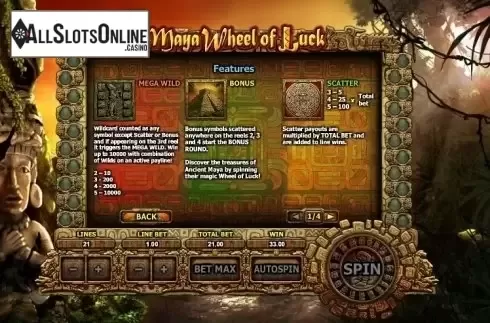 Paytable 1. Maya Wheel of Luck from GamesOS