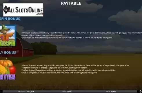 Free Spins screen