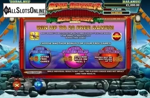 Paytable 1. More Monkeys - Stellar Jackpot from Lightning Box