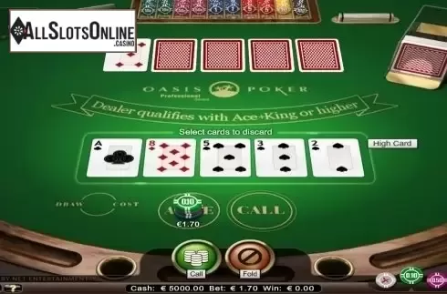Game Screen. Oasis Poker Professional Series Low Limit from NetEnt