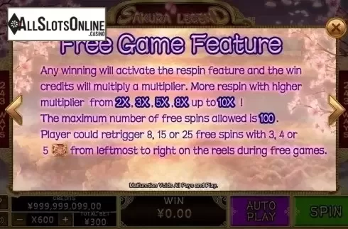Free Spins. Sakura Legend from CQ9Gaming