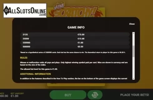 Info 2. Scratchy Mini from Hacksaw Gaming