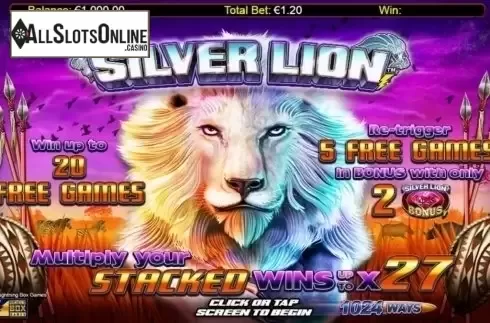 Intro screen. Silver Lion from Lightning Box