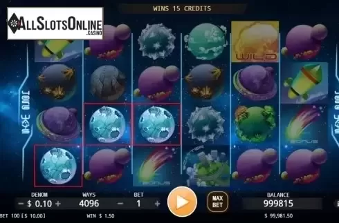 Win screen. Spinning In Space from KA Gaming