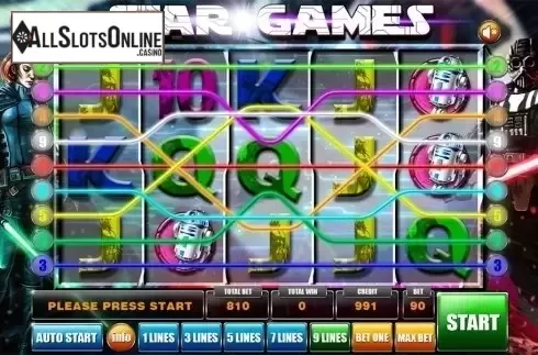 Reels screen. Star Games from GameX