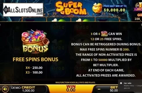 Paytable 2. Super Boom (PlayStar) from PlayStar