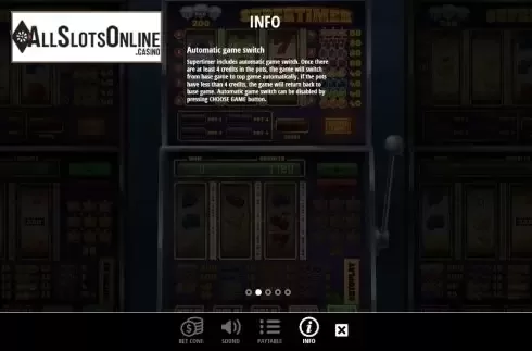Paytable 4. Supertimer from Leander Games