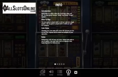 Paytable 3. Supertimer from Leander Games