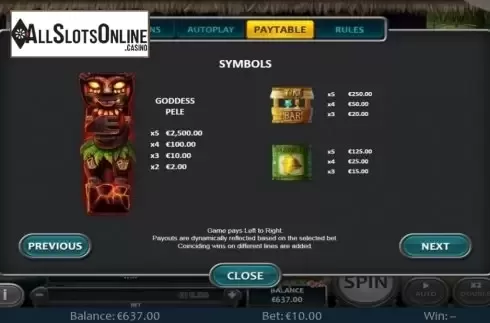 Paytable 1. Totems of Fortune from Nucleus Gaming