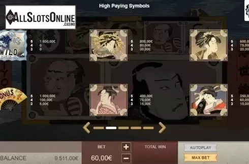 Paytable 1. Ukiyo-e from Gamatron