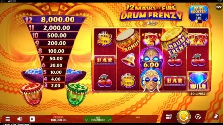 12 Masks of Fire Drum Frenzy slot screenshot 1