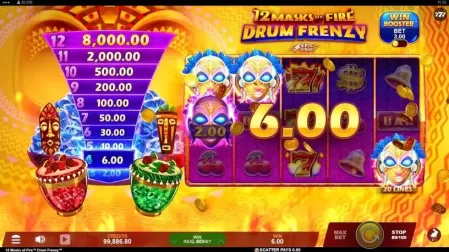 12 Masks of Fire Drum Frenzy slot screenshot 4