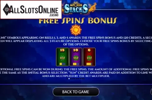 Paytable 2. Apollo Stacks from AGS
