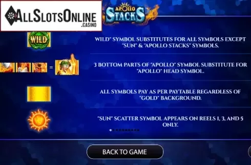 Paytable 1. Apollo Stacks from AGS