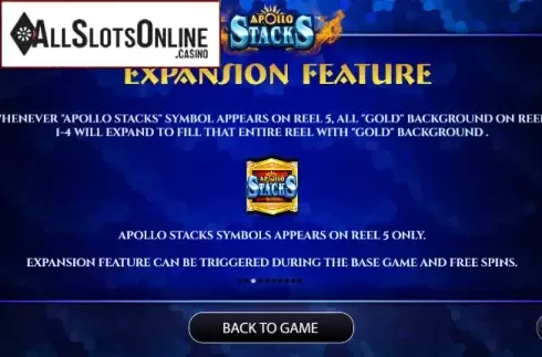 Paytable 3. Apollo Stacks from AGS