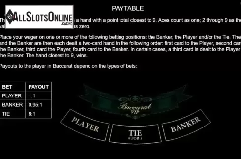 Info. Baccarat VIP (Platipus) from Platipus