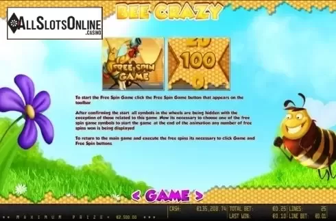 Paytable 3. Bee Crazy HD from World Match